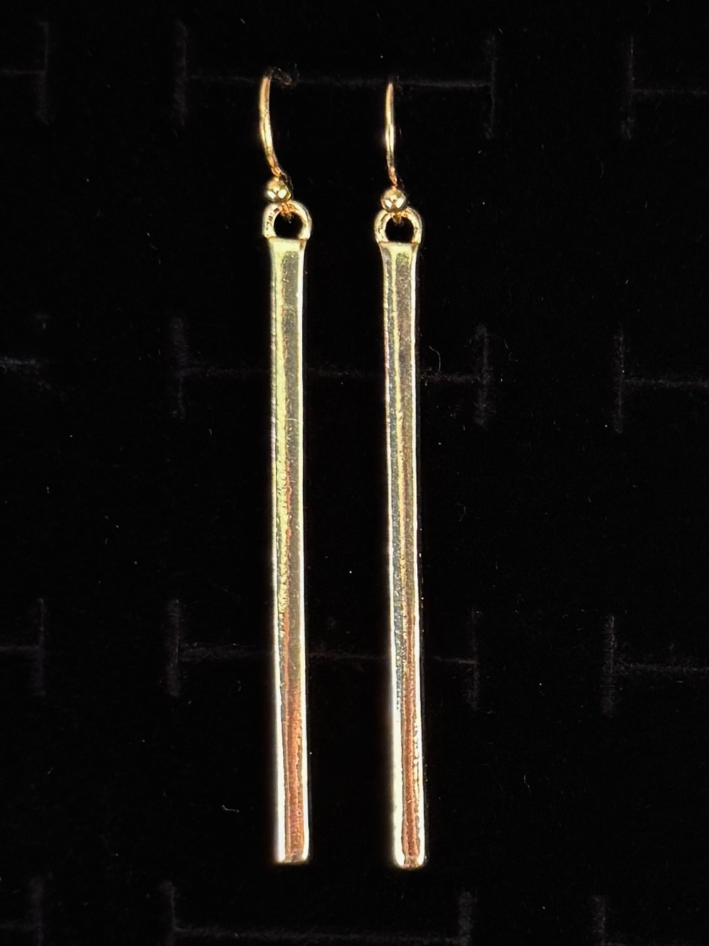 Elegant Goldtone Minimalist Bar Drop Pierced Earrings